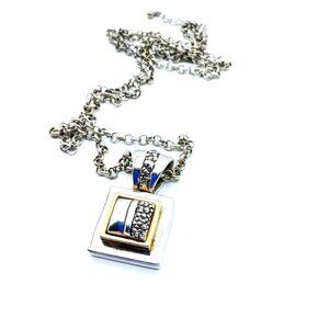 Two Tone Premier Designs Highlands Pendant Necklace, Vintage Silver Tone Rolo